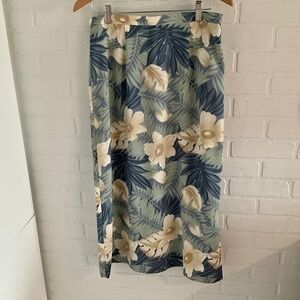 Vintage 80s 90s D’Allairds Floral Tropical Column Maxi skirt Size 12